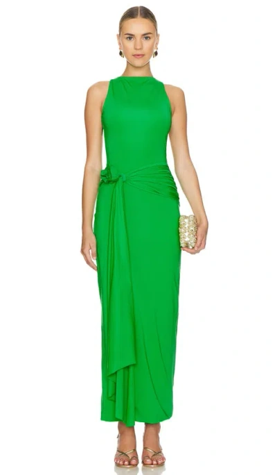 Maygel Coronel Tirso Rosette-detailed Sleeveless Jersey Maxi Dress In Green