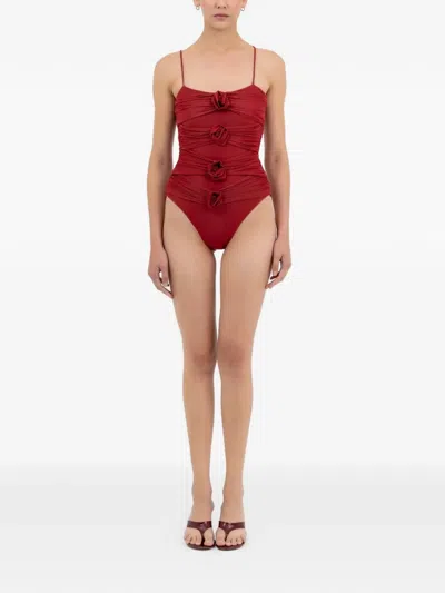 Maygel Coronel Torres Ruched Swimsuit In Red