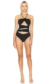 Maygel Coronel Trinitaria Cutout Halter One-piece Swimsuit In Black