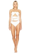 Maygel Coronel Floral-detail Sleeveless Swimsuit In Off White