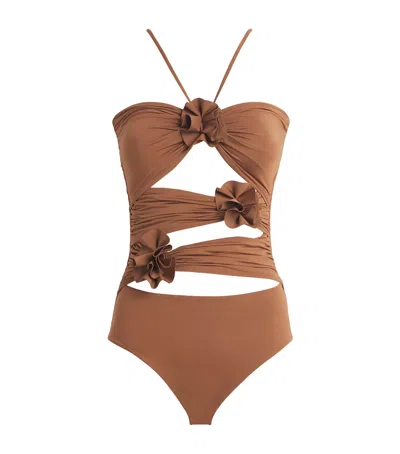 Maygel Coronel Trinitaria One-piece Swimsuit In Brown