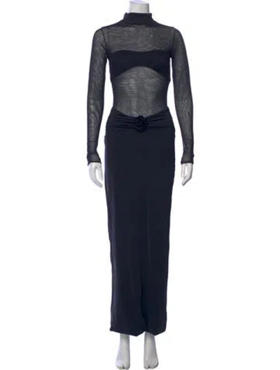 Pre-owned Maygel Coronel Turtleneck Long Dress In Blue
