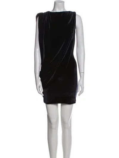 Pre-owned Maygel Coronel Velour Mini Dress In Blue