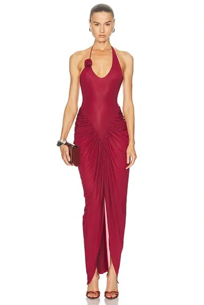 Maygel Coronel Vestalia Draped Jersey Maxi Dress In Red