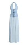 Maygel Coronel Villadiego Halter Maxi Dress In Blue