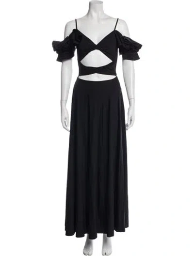 Pre-owned Maygel Coronel V-neck Long Dress In Blue