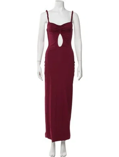Pre-owned Maygel Coronel V-neck Long Dress In Burgundy