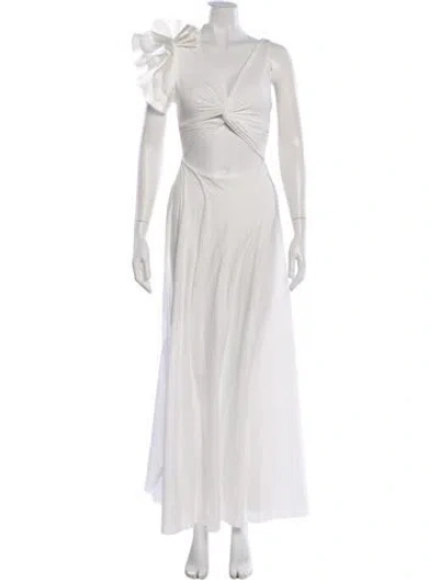 Pre-owned Maygel Coronel V-neck Long Dress In Gray