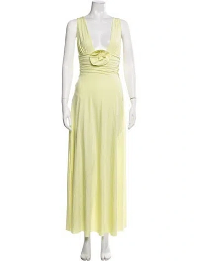 Pre-owned Maygel Coronel V-neck Long Dress In Green