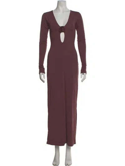 Pre-owned Maygel Coronel V-neck Long Dress In Purple