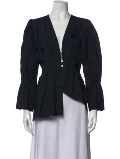 Pre-owned Maygel Coronel V-neck Long Sleeve Top In Black