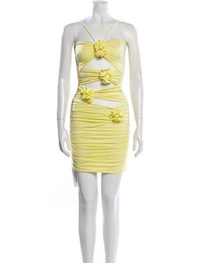 Pre-owned Maygel Coronel V-neck Mini Dress In Yellow