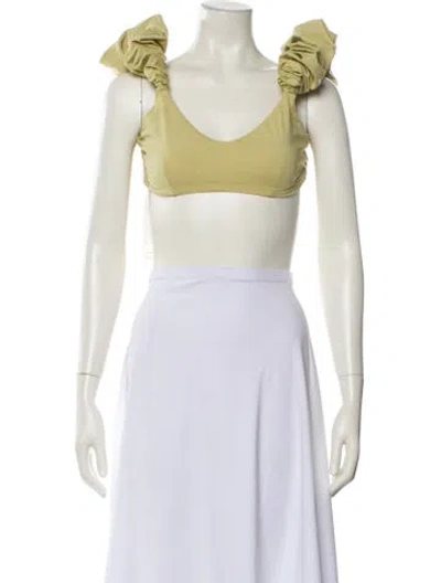Pre-owned Maygel Coronel V-neck Sleeveless Crop Top In Green