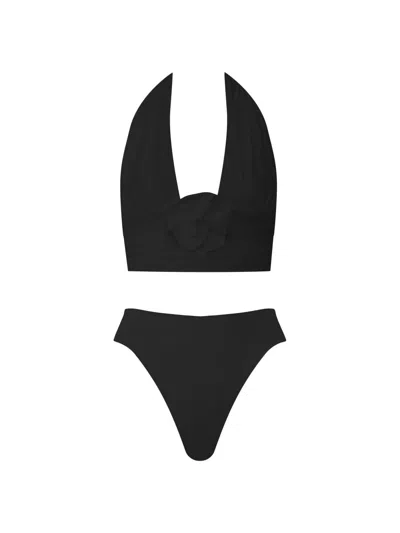 Maygel Coronel Women's Vives Ruched Halter Bikini In Black