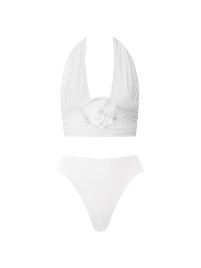 Maygel Coronel Women's Vives Ruched Halter Bikini In White