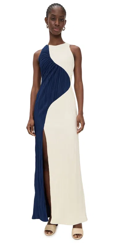 Maylé Vásquez Lunares Maxi Dress Midnight Blue/off White In Multi