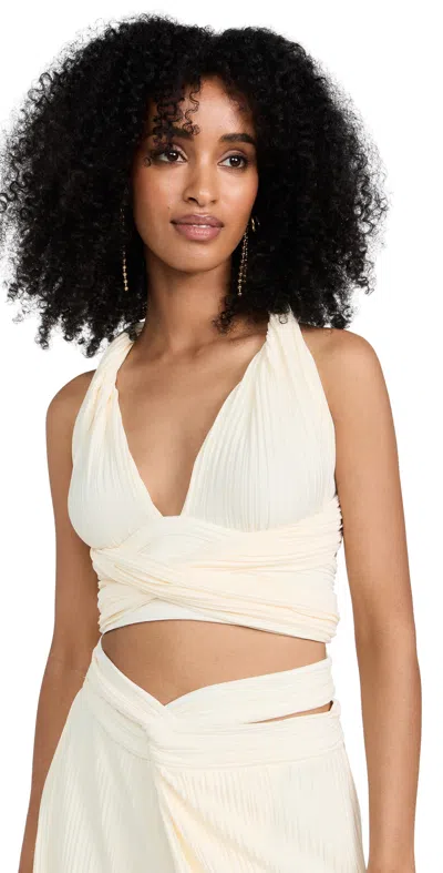Maylé Vásquez Salome Wrap Around Crop Top In Off White