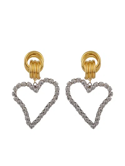 Mayol Heart-shaped Crystal Earrings In Gold