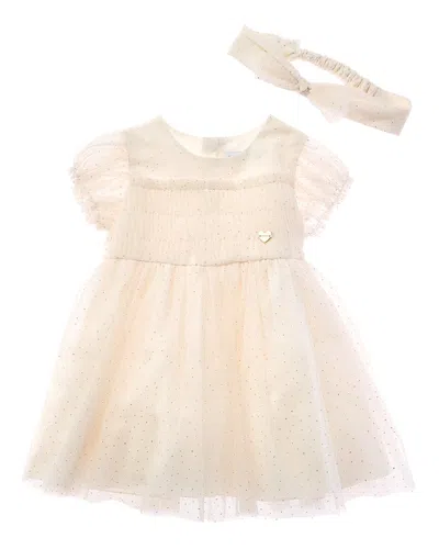 Mayoral Kids' 2pc Baby Dress & Tulle Headband Set In Neutral
