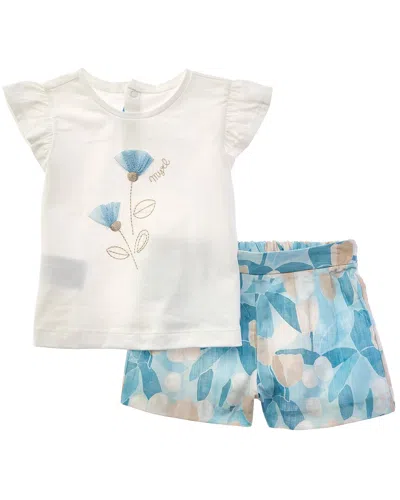 Mayoral 2pc Floral Short & Baby T-shirt Set In Blue