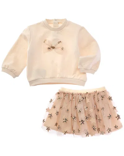 Mayoral Kids' 2pc Newborn Tulle Skirt & Sweatshirt Set In Neutral