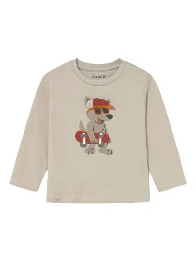 Mayoral Babies' Animal-print Sweatshirt In Gray