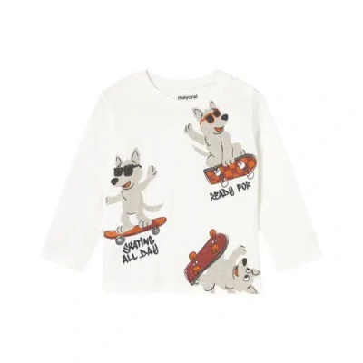 Mayoral Kids'  Animals T-shirt In White