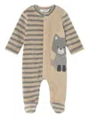 Mayoral Appliqué-striped Velour Pajamas Set In Brown