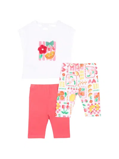 Mayoral Babies' Appliqué T-shirt And Leggings Set (set Of Three) In Pink