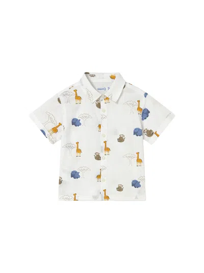 Mayoral Baby Animal Short Sleeve Shirt Multi In White