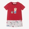 MAYORAL BABY BOYS RED COTTON & LINEN SHORTS SET