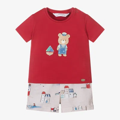 Mayoral Baby Boys Red Cotton & Linen Shorts Set