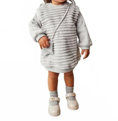 Mayoral Kids' Baby Dress With Purse In Pearl In Gray