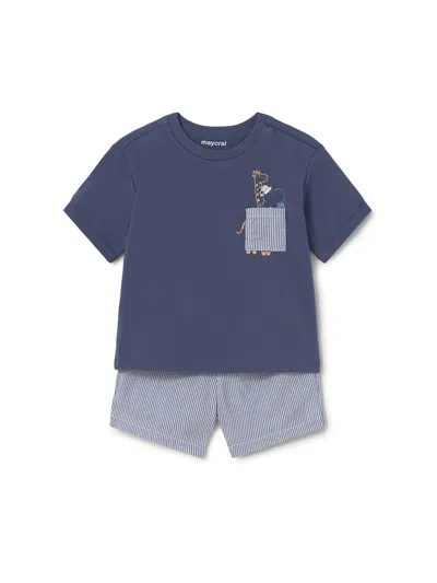 Mayoral Baby Giraffe Bermuda Set Blue