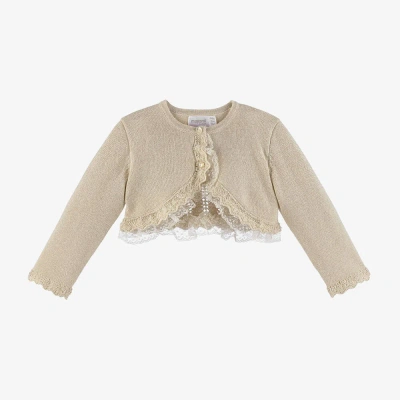 Mayoral Baby Girls Beige Knit & Lace Cardigan