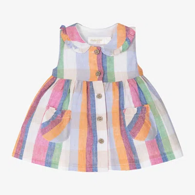 Mayoral Baby Girls Pink Cotton & Linen Check Dress