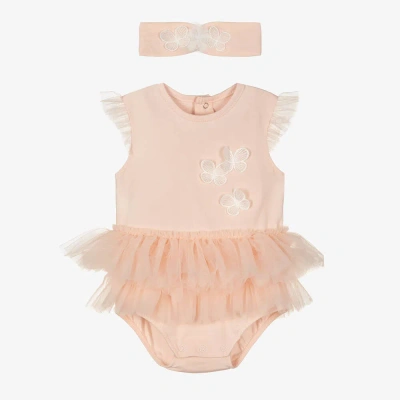 Mayoral Baby Girls Pink Cotton Babysuit Set