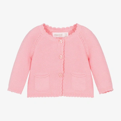 Mayoral Baby Girls Pink Cotton Knit Cardigan