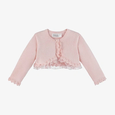 Mayoral Baby Girls Pink Knit & Lace Cardigan