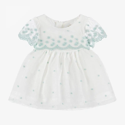 Mayoral Baby Girls White Embroidered Tulle Dress
