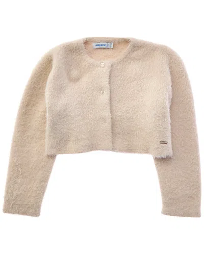 Mayoral Kids' Baby Knit Faux Fur Cardigan In Brown