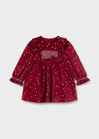 Mayoral Kids' Baby Velvet Dress In Cherry In Burgundy