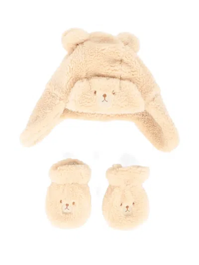 Mayoral Babies' Bear-ear Hat And Booties Set In Neutral