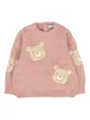 Mayoral Bear-embroidered Fluffy Sweater In Pink