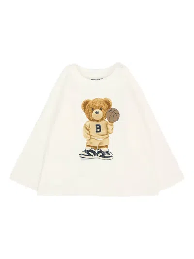 Mayoral Babies' Bear-print Long-sleeve T-shirt In White