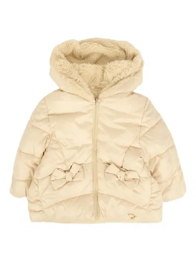 Mayoral Babies' Bow Quilted Puffer Coat In Neutral