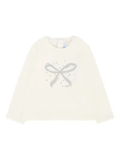 Mayoral Babies' Bow-star Long-sleeved T-shirt In White