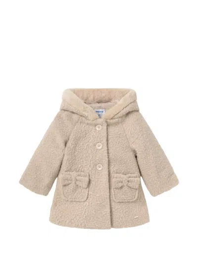 Mayoral Babies' Bow-detail Hooded Coat In Gold