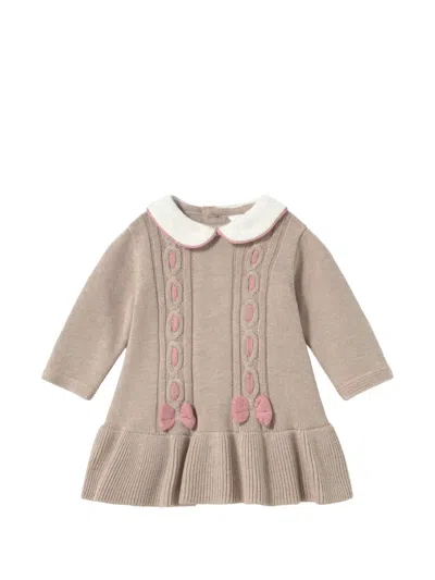 Mayoral Babies' Bow-detail Knitted Dress In Brown