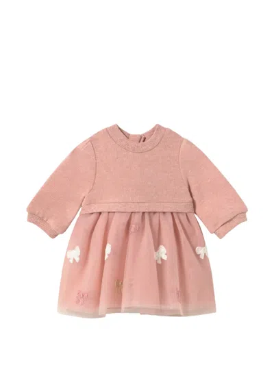 Mayoral Babies' Bow-embellished Tulle Dress In Brown